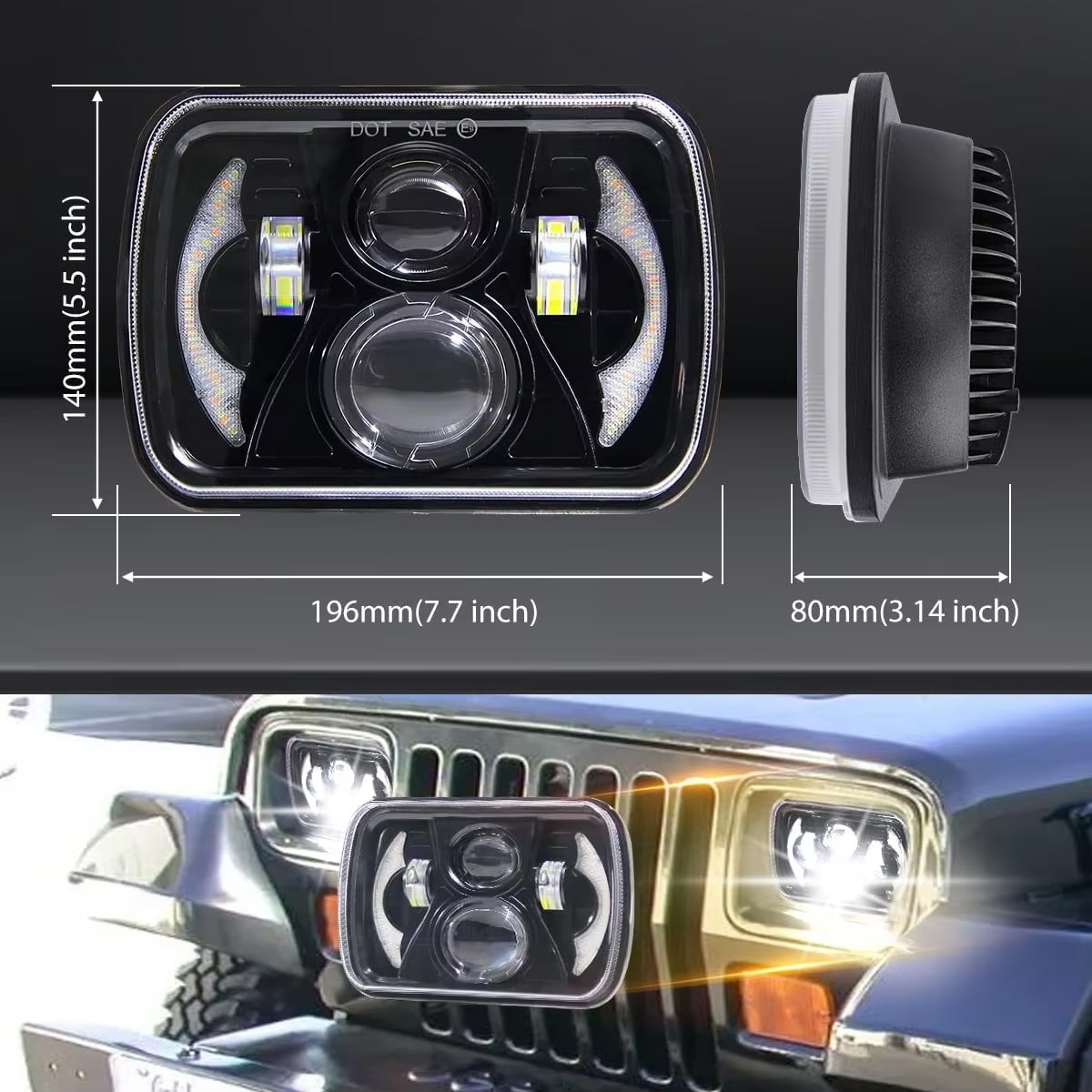 5x7 7x6' Inch LED Square Headl - Model Kit Jeep review and price